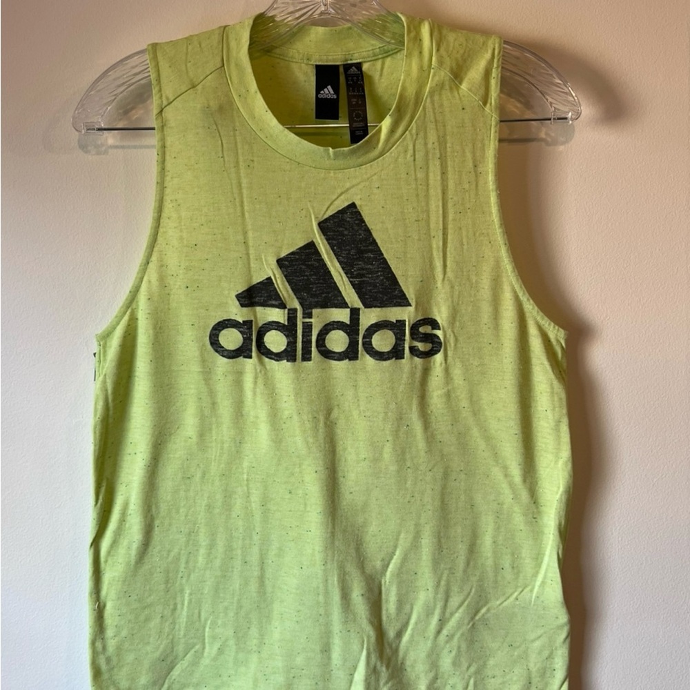 Adidas Neon Green Logo Running Tank/Muscle Shirt